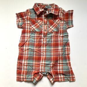 Tea Collection Red Plaid Madras Romper